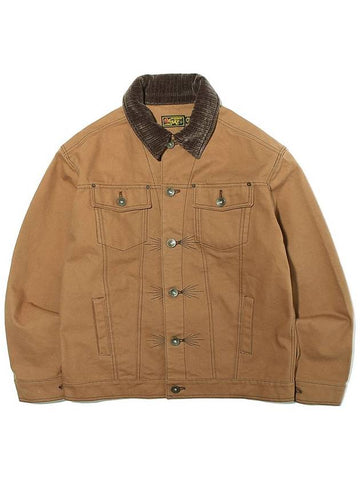 Canvas Cotton Trucker Jacket Brown - OGARP - BALAAN 1