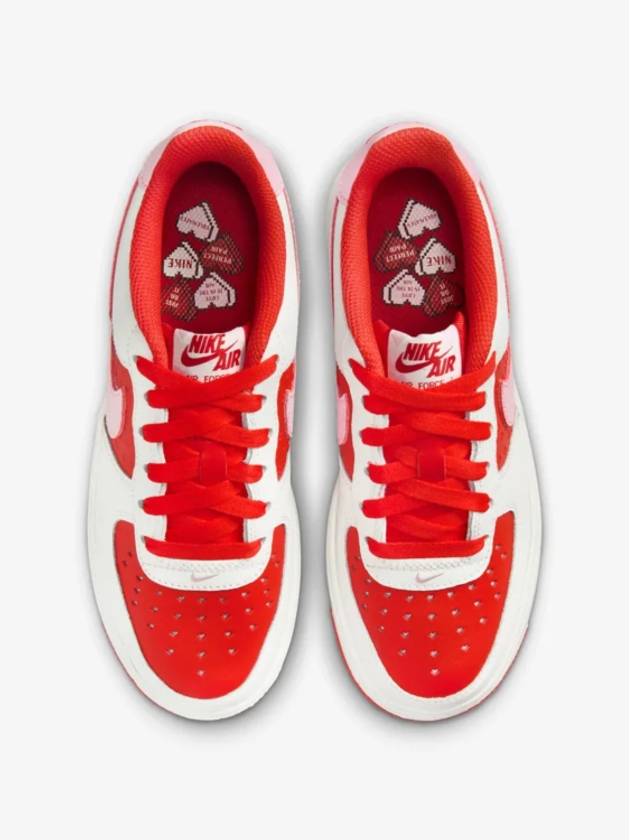 Kids Air Force 1 Valentine's Day Low Top Sneakers Summit White Red - NIKE - BALAAN 5