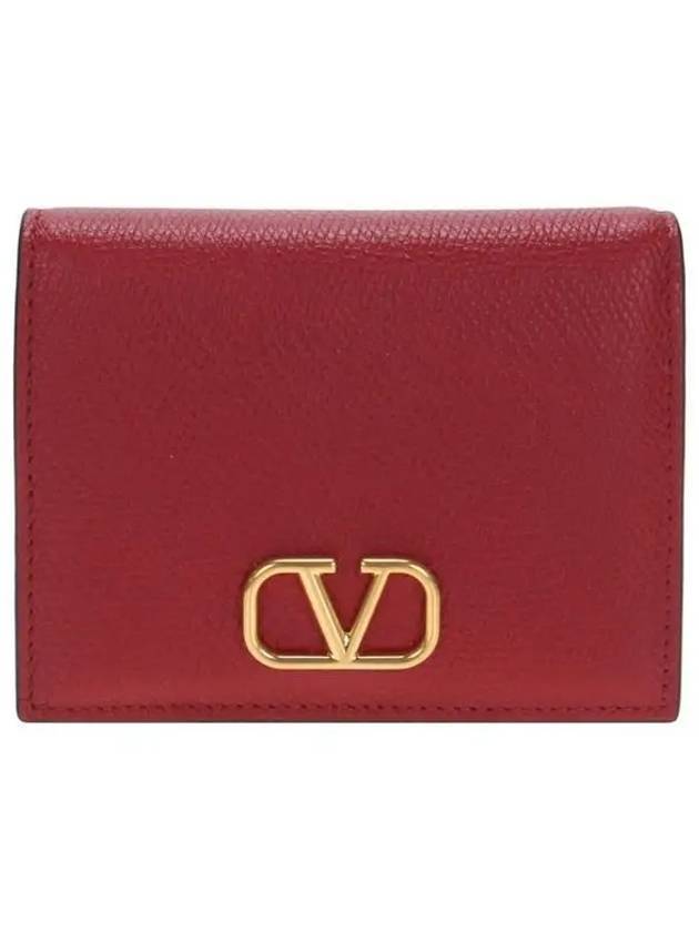 V Logo Half Wallet Red - VALENTINO - BALAAN 1