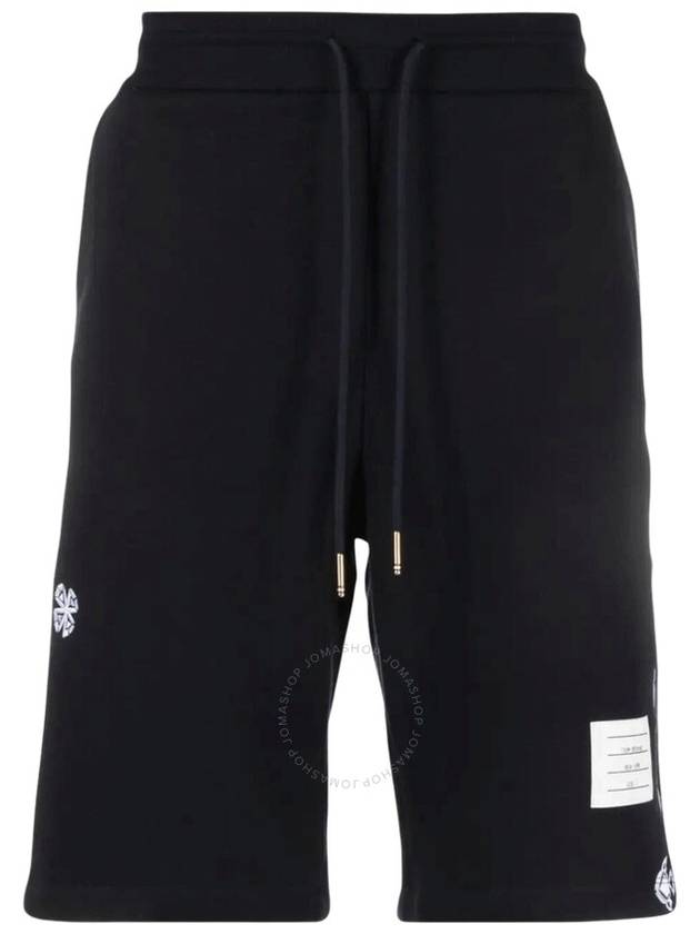 Embroidered Drawstring Cotton Shorts Navy - THOM BROWNE - BALAAN 2