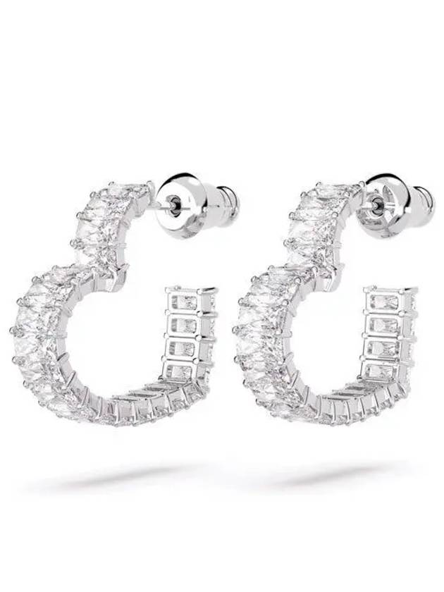 Matrix Heart Small Hoop Earrings Silver - SWAROVSKI - BALAAN 2