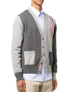 Fun Mix V-neck Cotton Cardigan Grey - THOM BROWNE - BALAAN 4