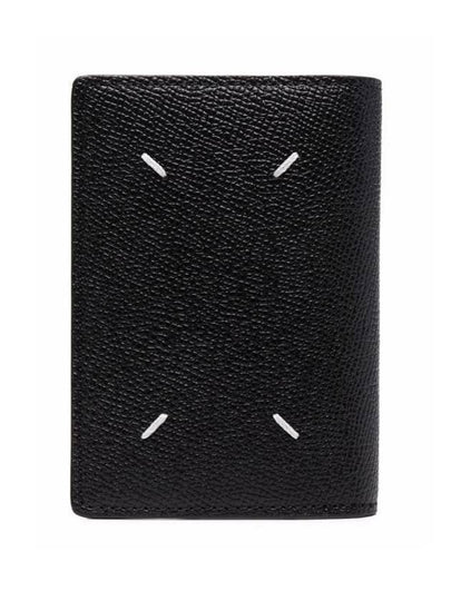 Stitched Bi-Fold Leather Card Wallet Black - MAISON MARGIELA - BALAAN 2