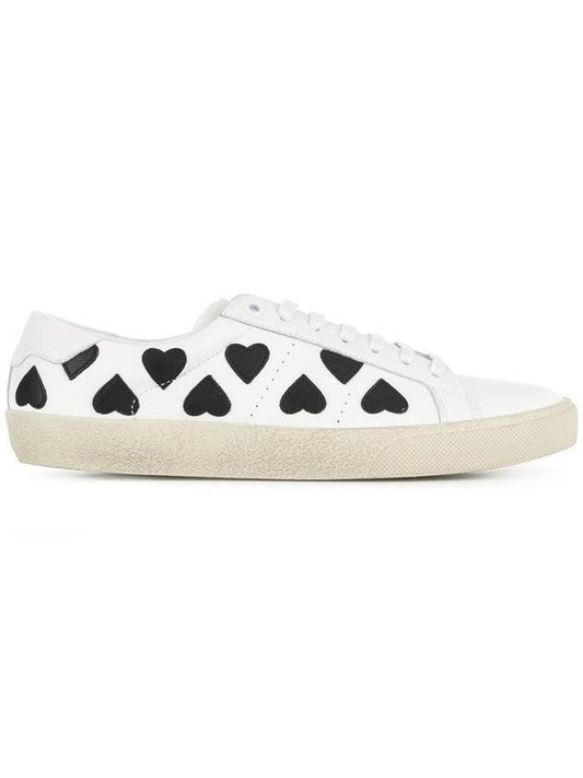 Heart Leather Low Top Sneakers White - SAINT LAURENT - BALAAN 1