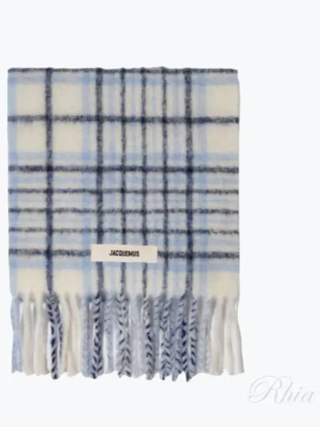 L’echarpe Carro Le Chouchou Jacquard Check Scarf Light Blue - JACQUEMUS - BALAAN 2