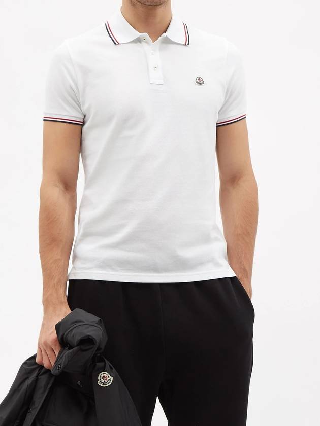 Logo Patch Short Sleeve Polo Optical White - MONCLER - BALAAN 3