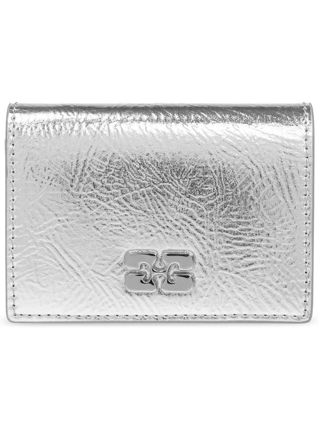 Ganni Wallet With Logo, Women's, Silver - GANNI - BALAAN 1