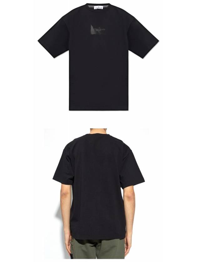 Logo Print Short Sleeve T-Shirt Black - STONE ISLAND - BALAAN 5