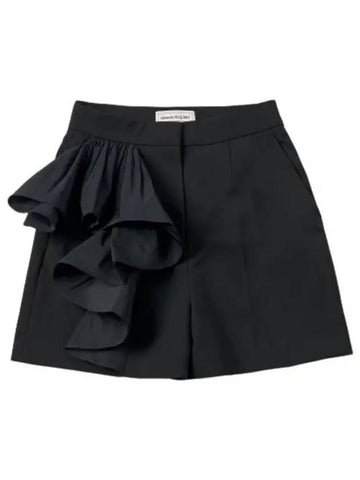 Ruffle Shorts Pants Black - ALEXANDER MCQUEEN - BALAAN 1