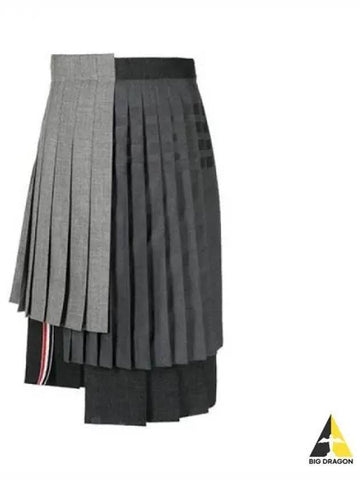 Women s Asymmetric Flip Midi Skirt MED GRAY FGC935F 00473 - THOM BROWNE - BALAAN 1