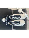 Logo Mixed Fibers Suede Low Top Sneakers White - CHANEL - BALAAN 4