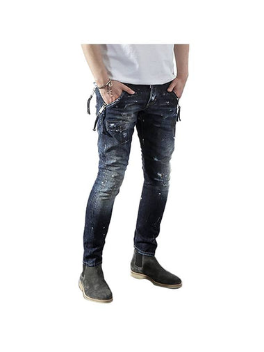 Call Minor 2 Dirty Painted Slim Fit Jeans Navy - DSQUARED2 - BALAAN 1