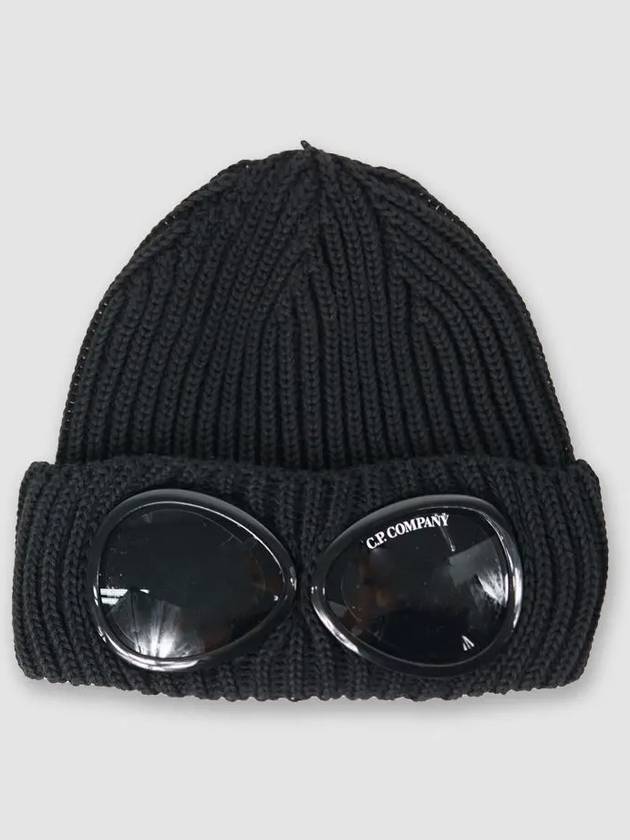 Extra Fine Merino Wool Goggle Beanie Black - CP COMPANY - BALAAN 3