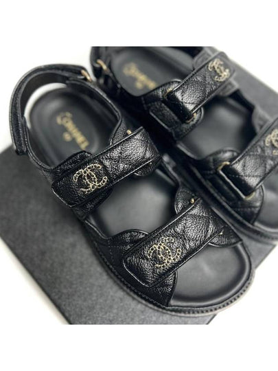 Women's CC Logo Velcro Sandals Gold Black - CHANEL - BALAAN 2