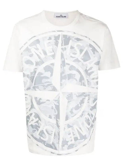 Men's Big Logo Camo Short Sleeve T-Shirt White - STONE ISLAND - BALAAN 2