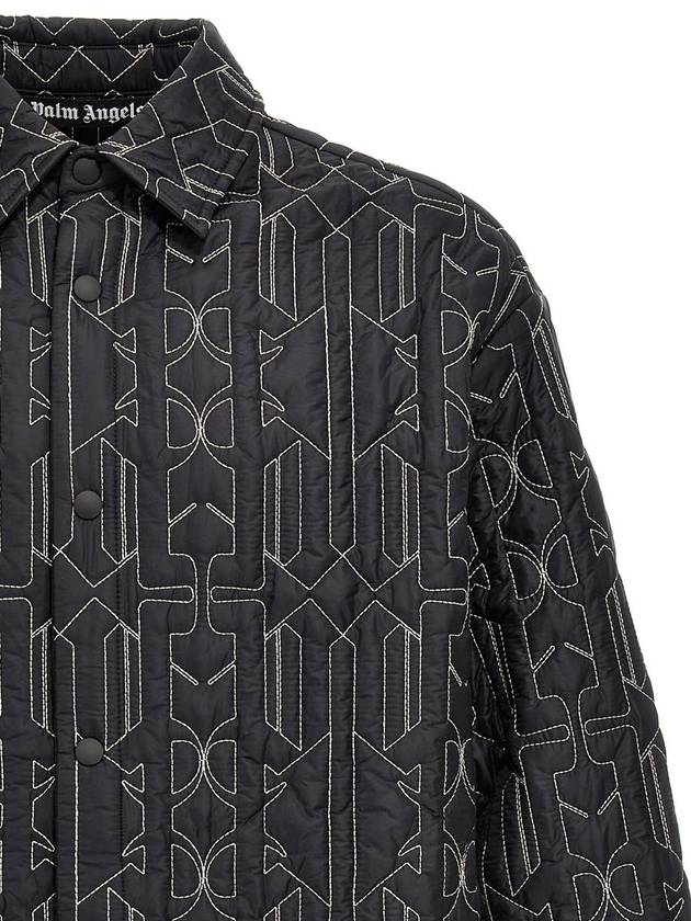 Monogram Quilted Overshirt Gray PMEA251E23FAB0011103 - PALM ANGELS - BALAAN 4