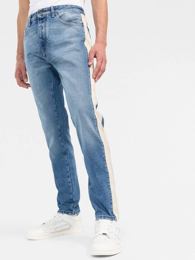 Men's Side Stripe Straight Jeans Blue - PALM ANGELS - BALAAN 9