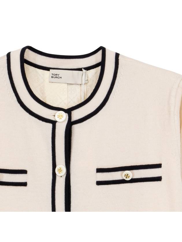 Kendra Button-Up Crew Neck Cardigan Ivory - TORY BURCH - BALAAN 4