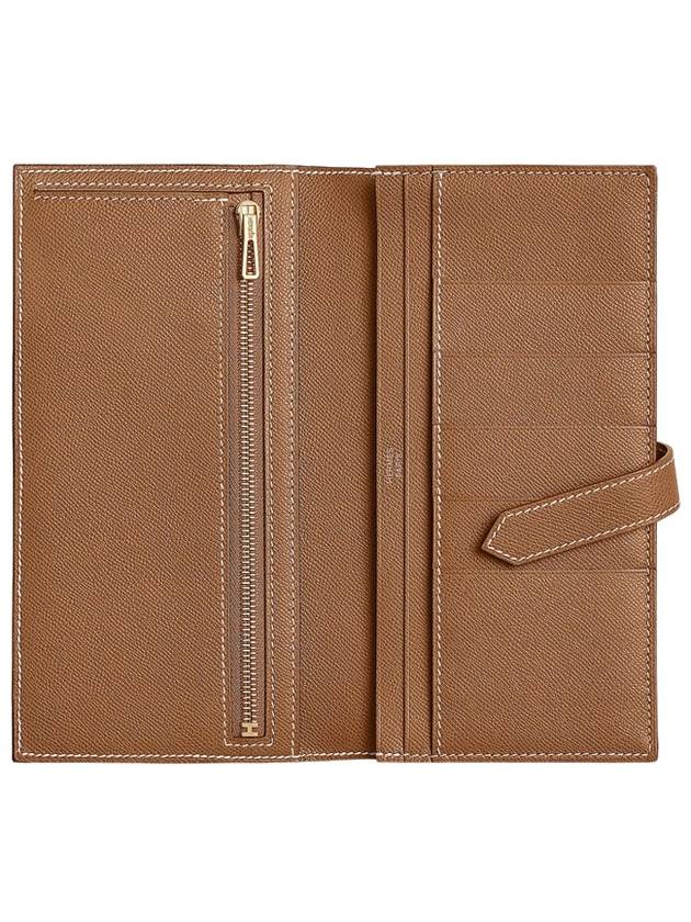 Wallet Grained Monsieur Madame Skin Vein Gold Brown Long - HERMES - BALAAN 7