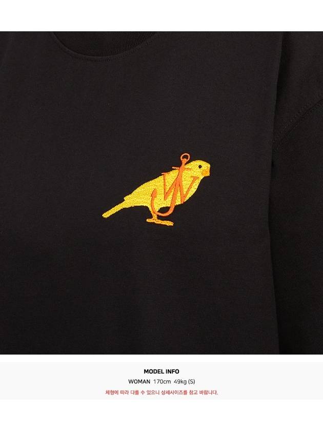 Canary Embroidery Cotton Short Sleeve T-Shirt Black - JW ANDERSON - BALAAN 9