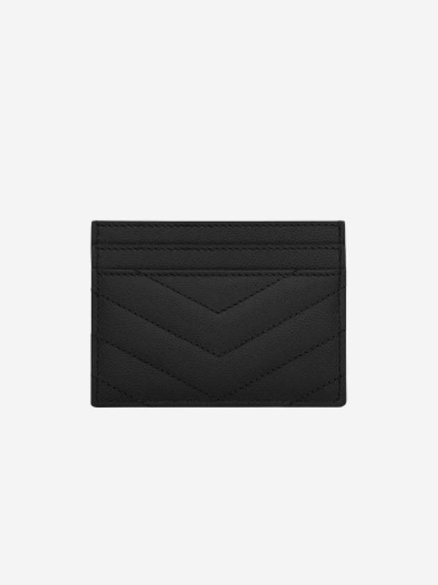 Gold Hardware Matelasse Caviar Leather Card Wallet Black - SAINT LAURENT - BALAAN 3