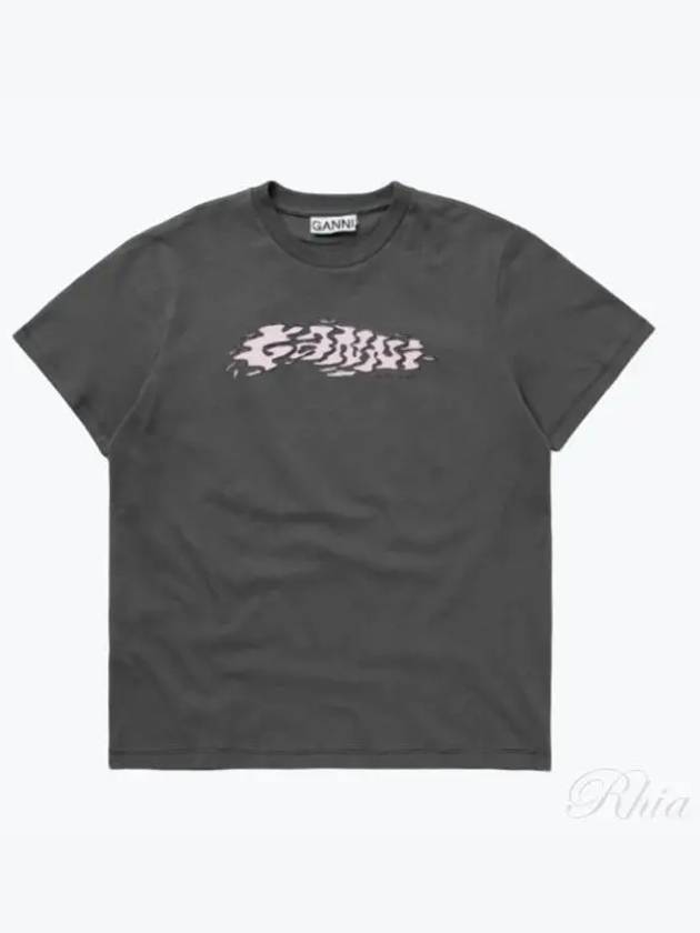 logo print cotton T shirt T3888 - GANNI - BALAAN 2
