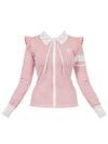 golf wear shoulder frill knit zip up Pink - J JANE - BALAAN 2