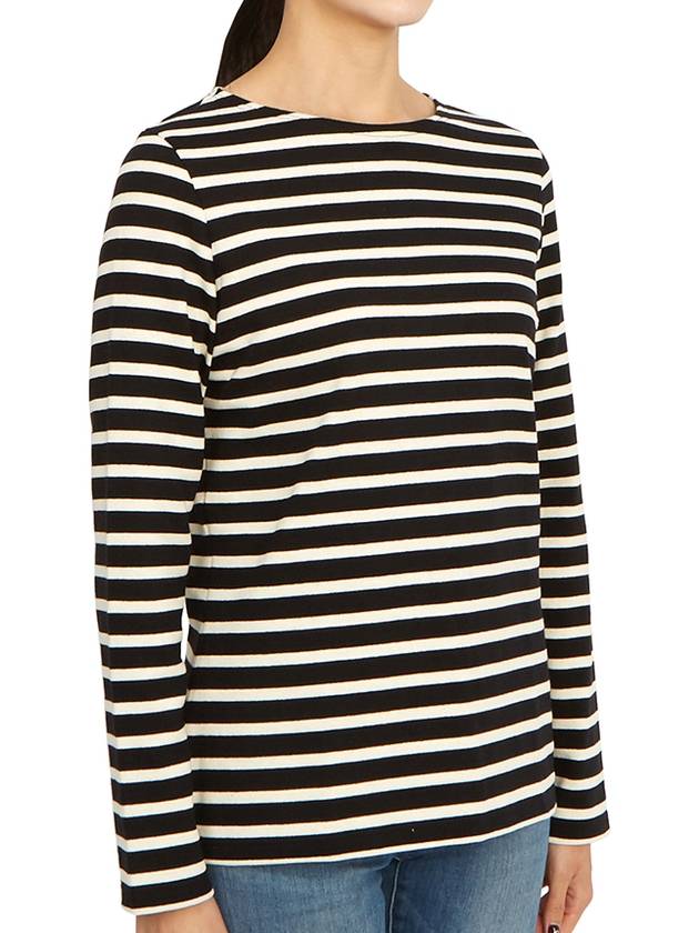 Women's Meridame II Striped Long Sleeve T-Shirt White Black - SAINT JAMES - BALAAN 4