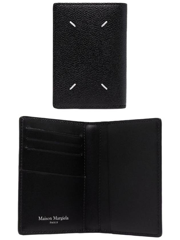 Leather Bi-Fold Card Wallet Black - MAISON MARGIELA - BALAAN.