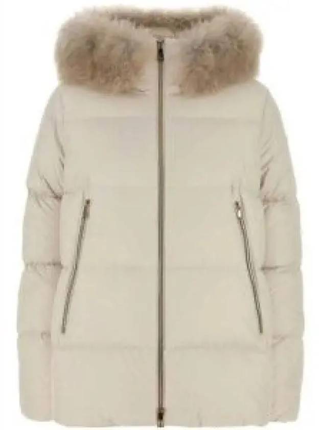 Lyche fur women s hooded padded jacket beige 1A00174 54AQE 051 1337565 - MONCLER - BALAAN 1