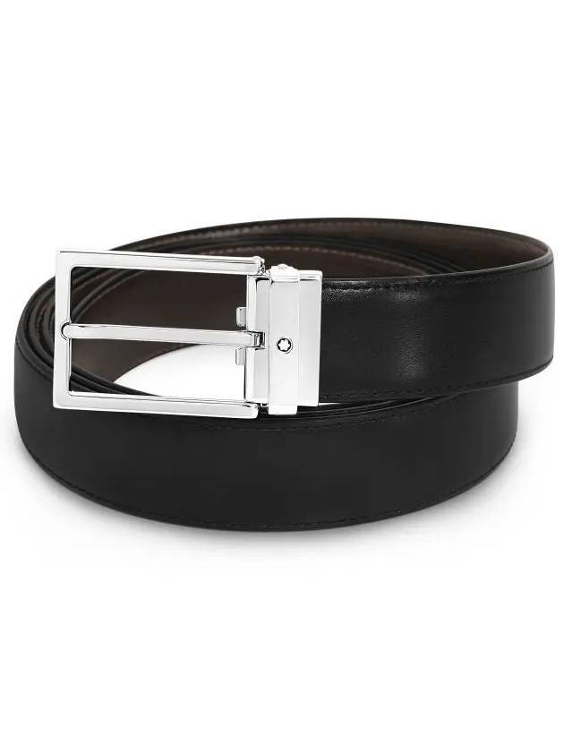 Buckle Reversible Leather Belt Black Brown - MONTBLANC - BALAAN 1