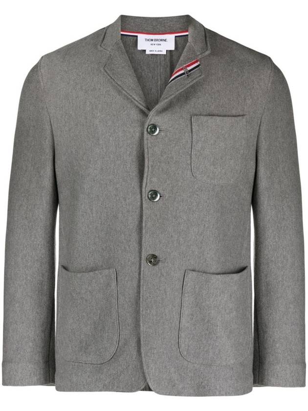 Cotton Blend Blazer Jacket Grey - THOM BROWNE - BALAAN 2