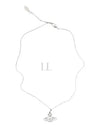 Women's Thin Line Short Flat ORB Pendant Necklace Silver - VIVIENNE WESTWOOD - BALAAN 2