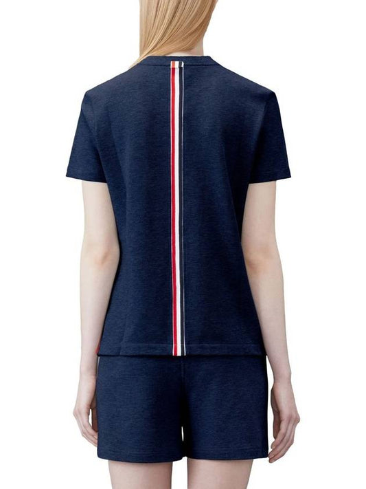 Center Back Stripe Classic Cotton Pique Relaxed Fit Short Sleeve T-Shirt Navy - THOM BROWNE - BALAAN 2