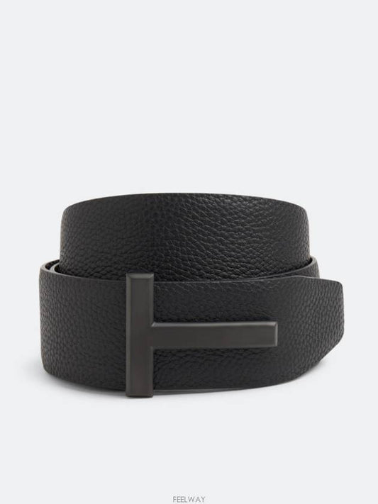 Men's Logo Reversible Leather Belt Black - TOM FORD - BALAAN 2