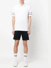 Men's RWB Stripe Cotton Polo Shirt White - THOM BROWNE - BALAAN 5