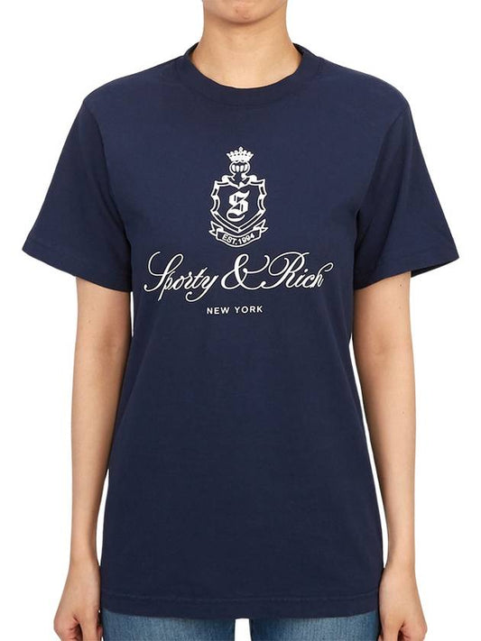 Vendome Cotton Short Sleeve T-Shirt Navy - SPORTY & RICH - BALAAN 2
