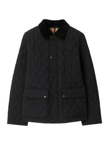 Corduroy Collar Quilted Jacket Black - BURBERRY - BALAAN 1