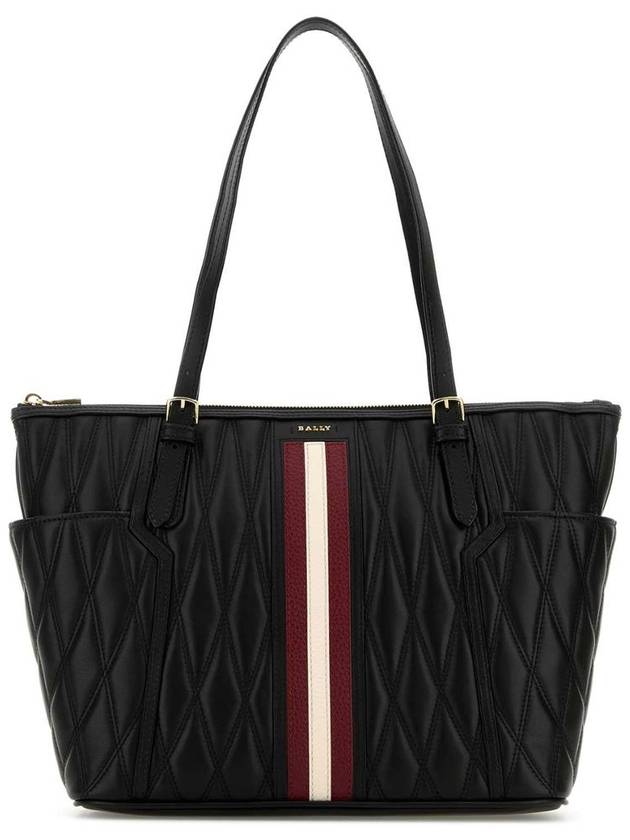 Stripe Leather Tote Bag Black - BALLY - BALAAN 2