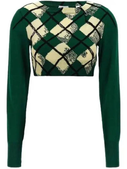 Argyle Fine Knit Cropped Knit Top Green - BURBERRY - BALAAN 2