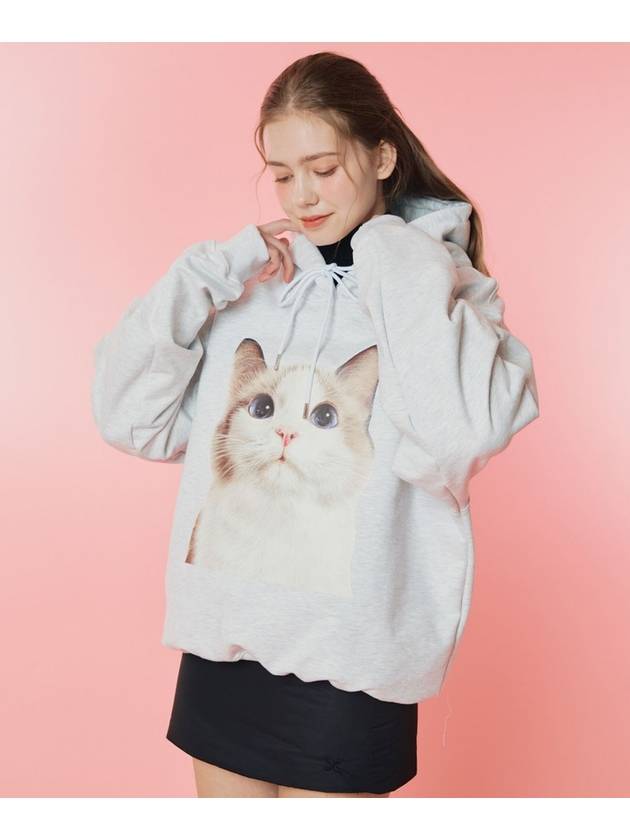 Cat Face Hoodie Melange Grey - ETRE AU SOMMET - BALAAN 4