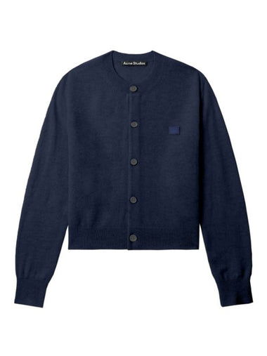 Face Logo Wool Cardigan Blue Women s - ACNE STUDIOS - BALAAN 1