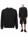 Stretch Cotton Fleece Mock Turtleneck Sweatshirt Black - STONE ISLAND - BALAAN 2