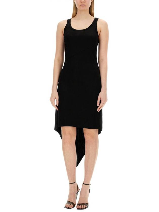 Jersey Scarf Hem Tank Mini Dress Black - HELMUT LANG - BALAAN 3