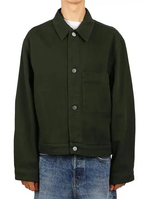 Men's Boxy Trucker Heavy Garment Dyed Denim Jacket Green - LEMAIRE - BALAAN 2