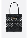 Woven Fabric Crochet Tote Bag Black - PRADA - BALAAN 1