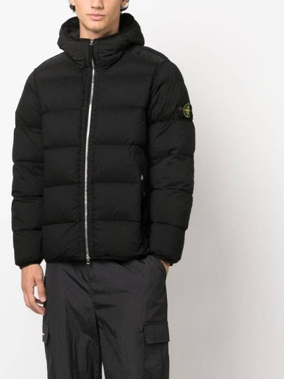 Seamless Logo Nylon Hooded Padded Jacket Black - STONE ISLAND - BALAAN 2