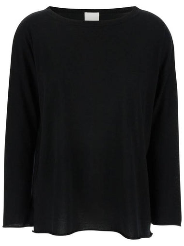 Black Pullover With Boart Neckline In Wool Woman - ALLUDE - BALAAN 1