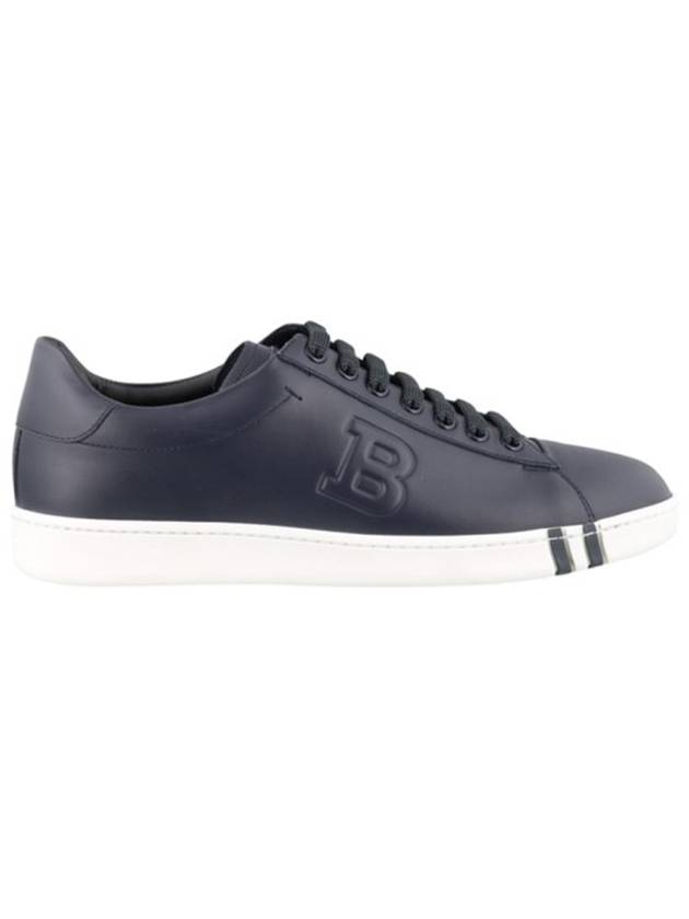 Asher Logo Leather Low Top Sneakers Navy - BALLY - BALAAN 1