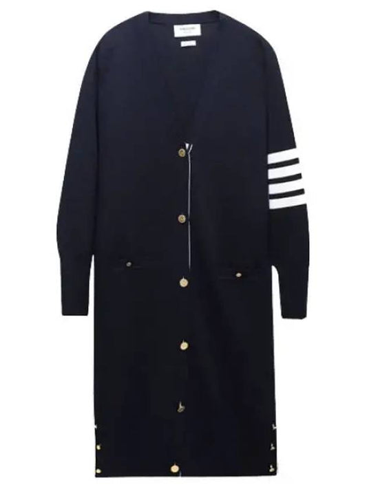 diagonal stripe Milanese stitch merino wool long cardigan women - THOM BROWNE - BALAAN 1